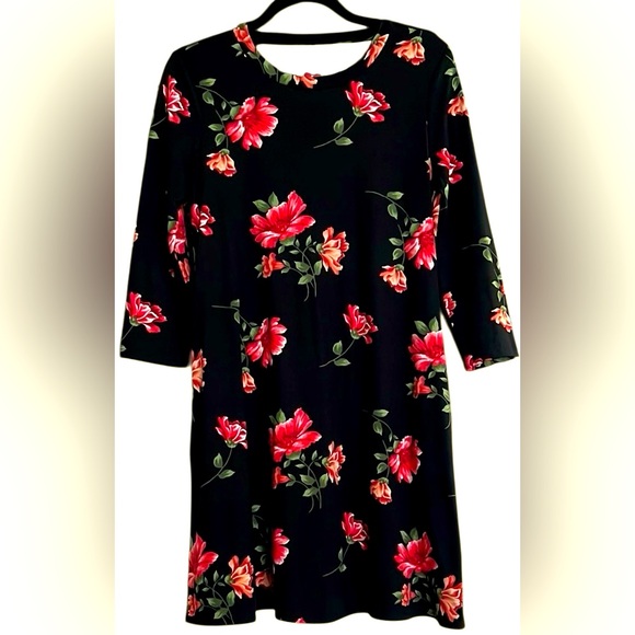 Bye & Bye Dresses & Skirts - BYE & BYE Black/Dark Pink/Hot Pink/Green Floral Long Sleeve Dress, Medium, GUC.